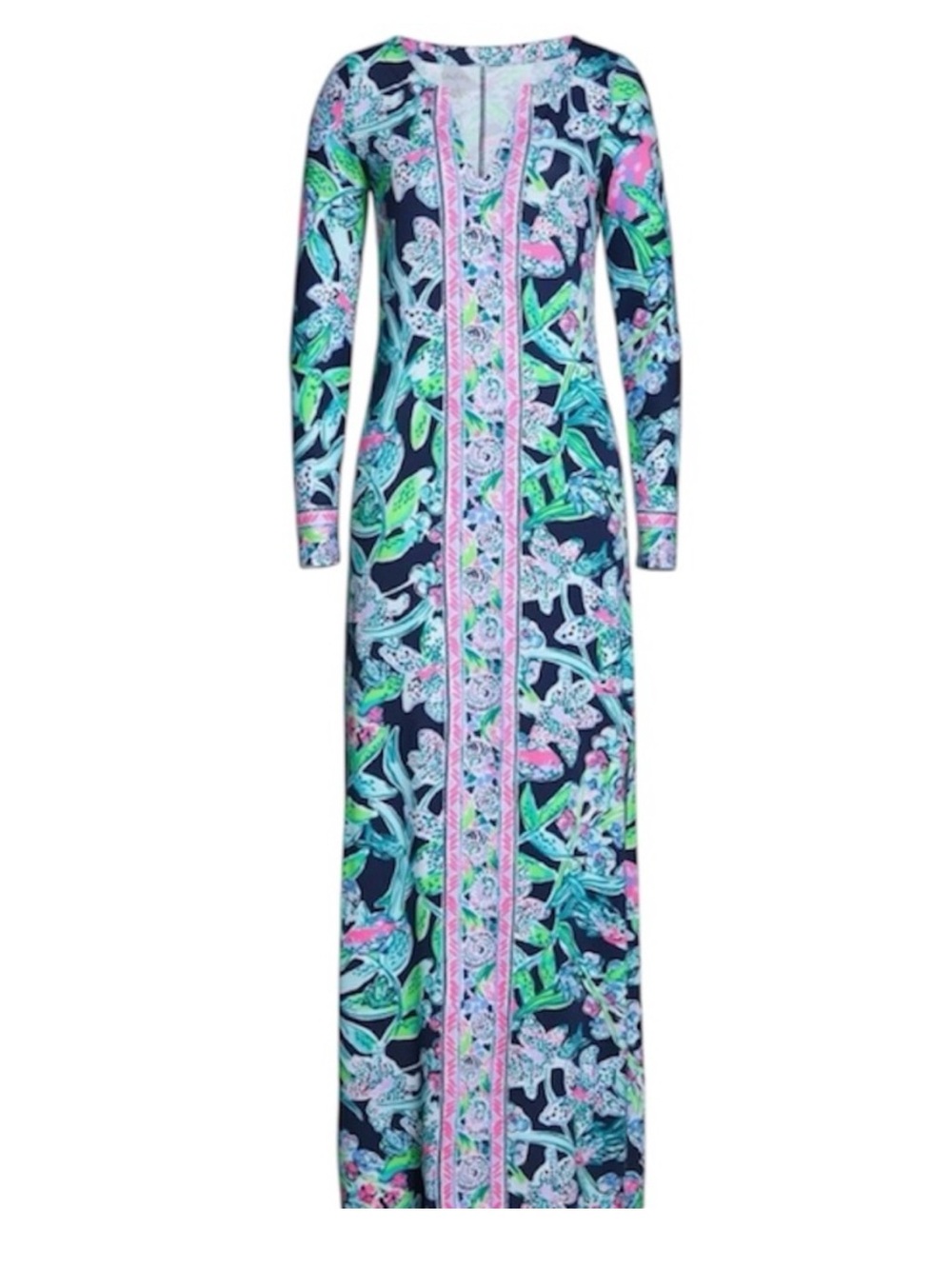 NWOT NEW Lilly Pulitzer UPF 50+ FAYE MAXI DRESS Bright Navy Sway This Way Size L - Picture 4 of 9